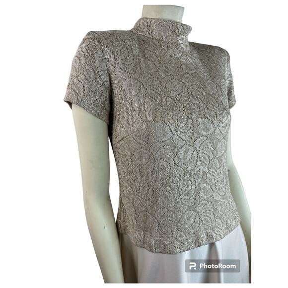 Vintage Y2K Bari Jay Champaign Maxi Dress Gown lace bodice full skirt size 11-12 - Picture 3 of 12